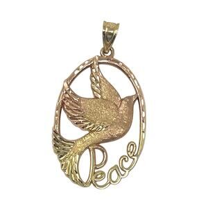 MA 14K Yellow & Rose Two Tone Gold Pendant Peace Dove